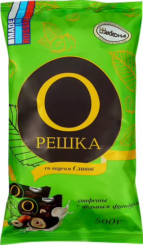 Конфеты АККОНД Орешка, с цельным фундуком со вкусом сливок, 500г, детальное фото