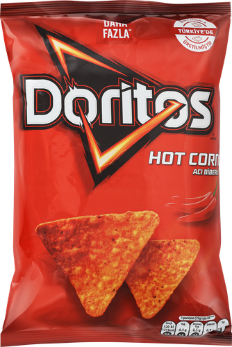 Чипсы кукурузные DORITOS Hot Corn Острый перец, 130г, крупный план