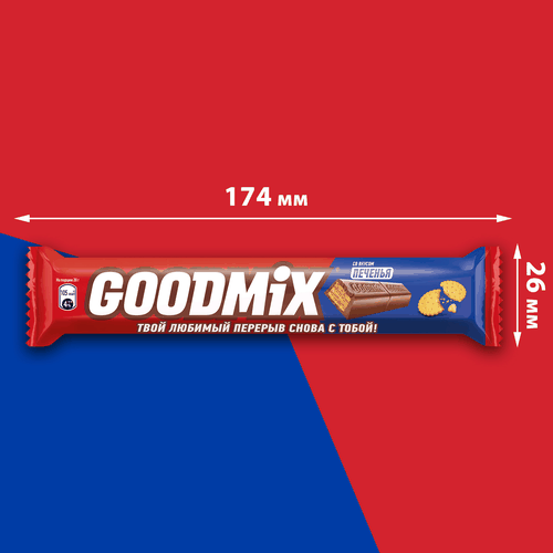 Батончик шоколадный GOODMIX с начинкой со вкусом печенья с хрустящей вафлей, 40г, картинка