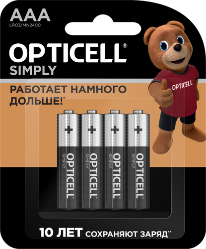 Батарейки OPTICELL Simply AAA, Арт. 5051013, 4шт, крупный план