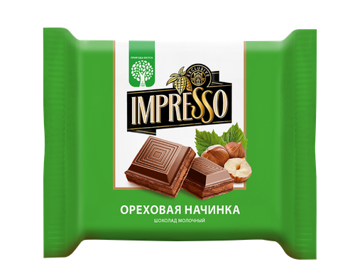 Шоколад молочный IMPRESSO с ореховой начинкой, 75г, изображение