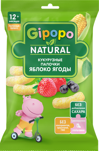 Палочки кукурузные GIPOPO Яблоко-ягоды, с 12 месяцев, 20г, изображение