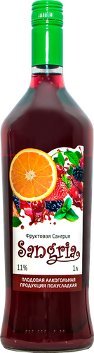 Продукция плодовая алкогольная SANGRIA Фруктовая Сангрия, полусладкая, 1л, вид