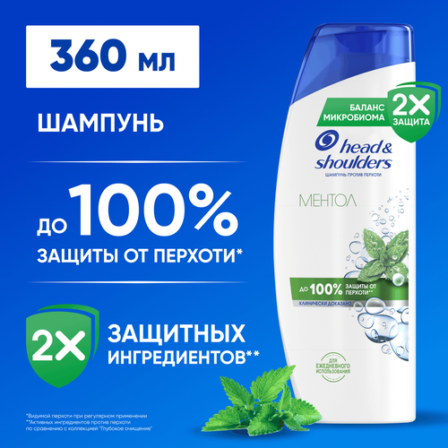 Шампунь HEAD&SHOULDERS Ментол, против перхоти, 360мл, изображение