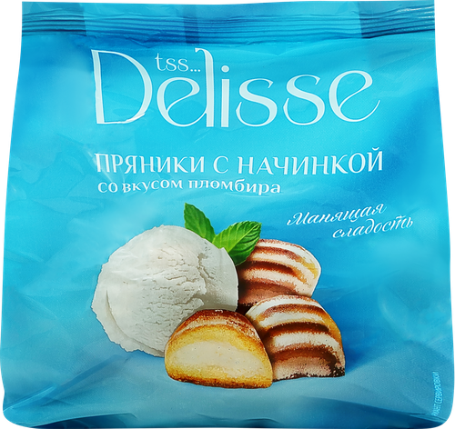 Пряники сырцовые DELISSE с начинкой со вкусом пломбира, 350г, фотография