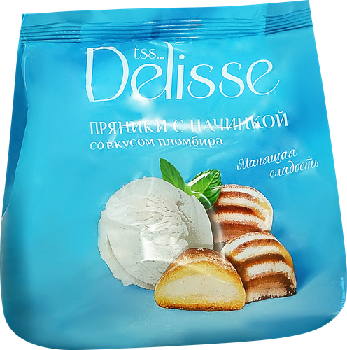 Пряники сырцовые DELISSE с начинкой со вкусом пломбира, 350г, изображение