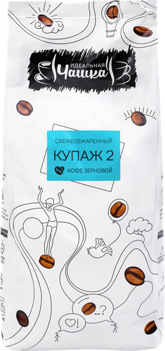 Кофе зерновой ИДЕАЛЬНАЯ ЧАШКА Купаж 2 жареный, 1кг, детальное фото