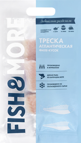 Треска Атлантическая FISH&MORE филе-кусок без кожи, 400г, картинка