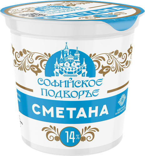 Сметана СОФИЙСКОЕ ПОДВОРЬЕ 14%, без змж, 380г, детальное фото