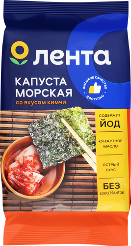 Морская капуста ЛЕНТА в кунжутном масле со вкусом кимчи, 4г, изображение