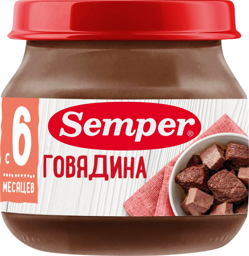 Пюре мясное SEMPER Говядина, с 6 месяцев, 80г, фотография