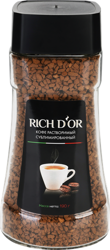 Кофе растворимый RICH DOR сублимированный, 190г, крупный план