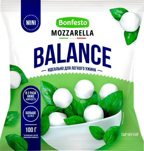 Сыр мягкий BONFESTO Balance Mini Моцарелла 30%, без змж, 250г, фото