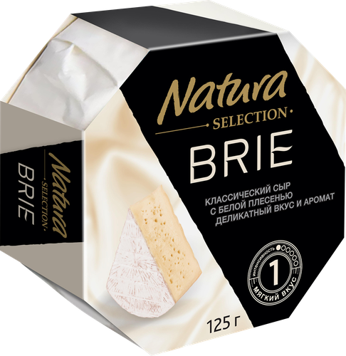 Сыр NATURA SELECTION Бри с белой плесенью 60%, без змж, 125г, детальное фото