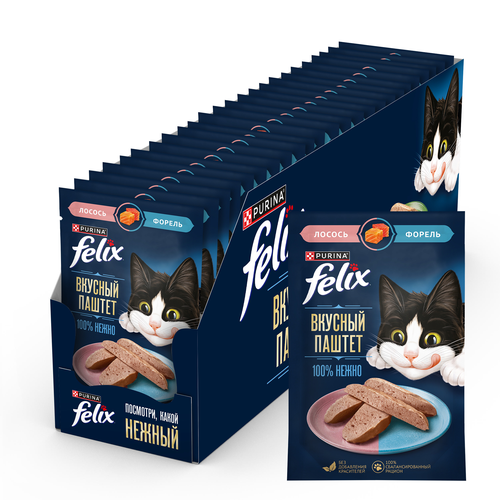 Корм влажный для кошек FELIX паштет со вкусом лосося и форели, 75г, вид