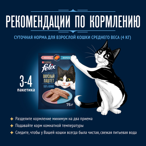 Корм влажный для кошек FELIX паштет со вкусом лосося и форели, 75г, фотография