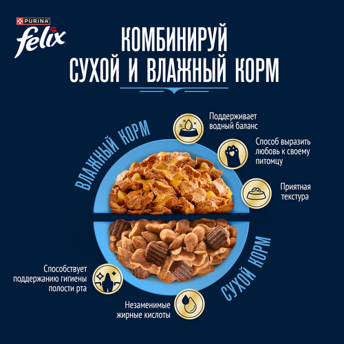 Корм влажный для кошек FELIX паштет со вкусом лосося и форели, 75г, вид