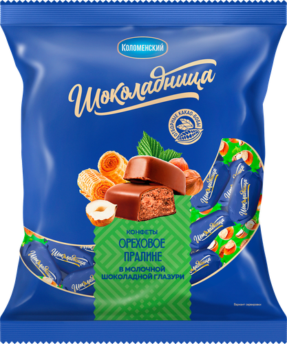Конфеты ШОКОЛАДНИЦА пралиновые в глазури, 200г, картинка
