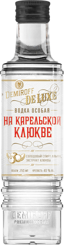 Водка DEMIROFF Де Люкс Особая на карельской клюкве 40%, 0.25л, изображение