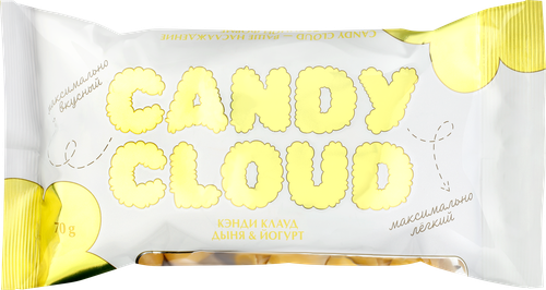 Драже CANDY CLOUD Попкорн карамельный в белой шоколадной глазури, со вкусом йогурта и дыни, 70г, вид