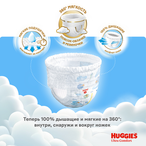 Подгузники-трусики для мальчиков HUGGIES Ultra Comfort 7, 17кг+, 34шт, изображение