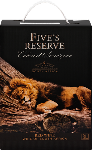 Вино FIVE'S RESERVE Cabernet Sauvignon красное сухое, 3л, крупный план