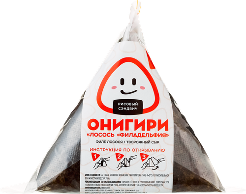 Онигири Смайл Лосось Филадельфия СВГ, 115г, крупный план