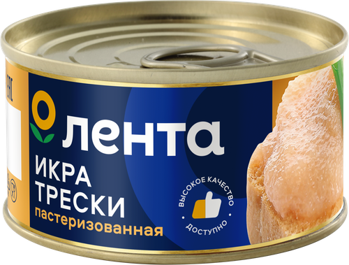 Икра трески соленая ЛЕНТА пробойная, 120г, крупный план