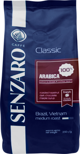 Кофе зерновой SENZARO Classic, 250г, вид