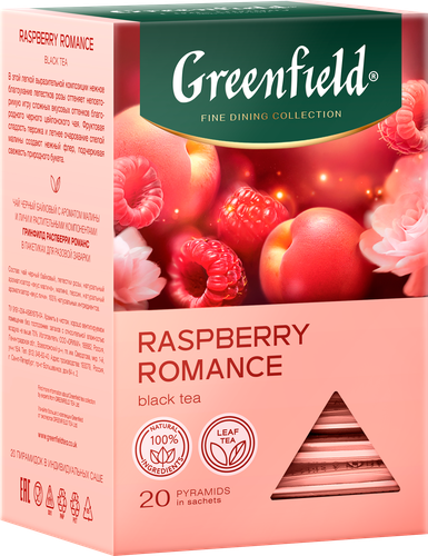 Чай черный GREENFIELD с ароматом малины, розы и персиком, 20пир, изображение