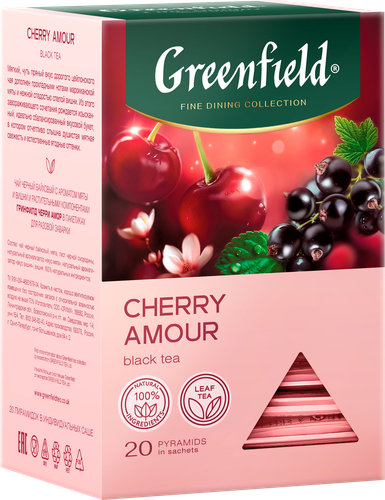 Чай черный GREENFIELD с ароматом вишни и мятой, 20пир, картинка
