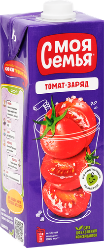 Нектар МОЯ СЕМЬЯ Томат–заряд Томатный с солью, 0.95л, изображение