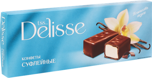Конфеты суфлейные DELISSE со взбивным корпусом, глазированные кондитерской глазурью, 170г, картинка