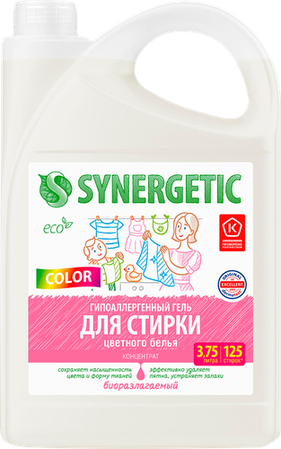 Гель для стирки цветного белья SYNERGETIC, 3,75л, картинка