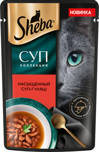 Корм влажный для взрослых кошек SHEBA Суп коллекция с добавлением говядины, 70г, вид