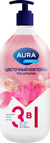 Гель для душа AURA Цветочный коктейль, 1000мл, вид