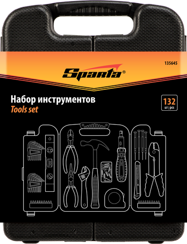 Набор инструментов SPARTA бытовой 132 предмета, Арт. 135645, фото