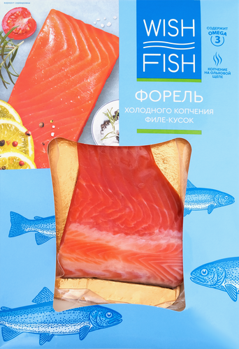 Форель холодного копчения WISH FISH филе-кусок, 150г, вид