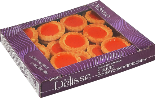 Печенье сахарное DELISSE с желе со вкусом апельсина, 500г, фото