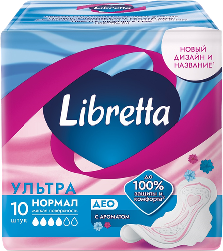 Прокладки гигиенические LIBRETTA Ультра Део нормал, 10шт, крупный план
