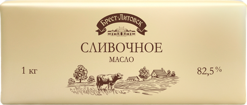 Масло сладкосливочное БРЕСТ-ЛИТОВСК Сливочное несоленое 82,5%, без змж, 1000г, фото