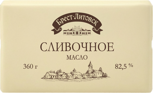 Масло сладкосливочное БРЕСТ-ЛИТОВСК 82,5%, без змж, 360г, картинка