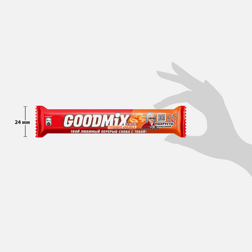 Батончик шоколадный GOODMIX со вкусом арахиса с хрустящей вафлей, 40г, фотография