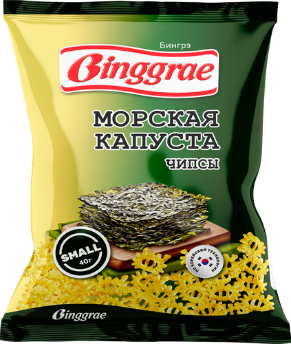Чипсы пшеничные БИНГРЭ со вкусом морской капусты, 40г, вид