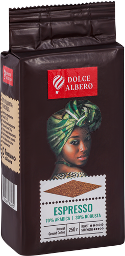 Кофе молотый DOLCE ALBERO Espresso, 250г, вид