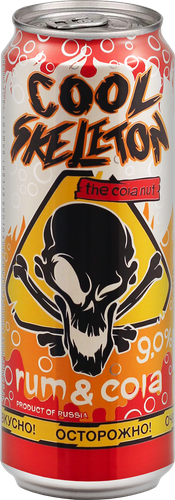 Напиток слабоалкогольный COOL SKELETON со вкусом рома и колы газированный 9%, 0.45л, картинка