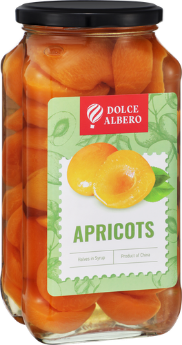 Абрикосы DOLCE ALBERO половинки в сиропе, 880мл, вид