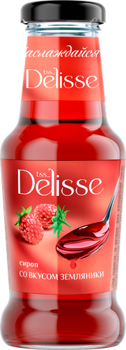 Сироп десертный DELISSE со вкусом земляники, 250мл, крупный план