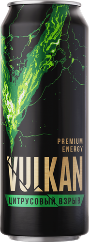 Напиток VULKAN Цитрус, ананас тонизирующий газированный, 0.45л, крупный план