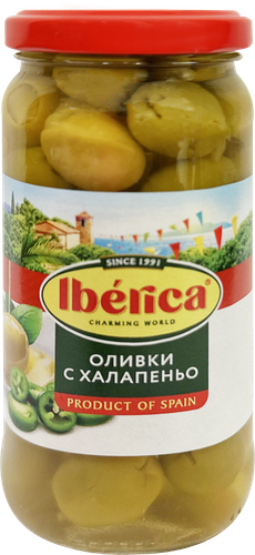 Оливки IBERICA с халапеньо, 235г, картинка